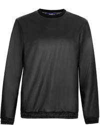 Topman Black Leather Look Sweatshirt