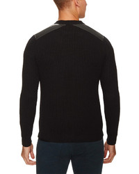 Autumn Cashmere Wool Cashmere Chunky Sweater With Leather Epaulettes