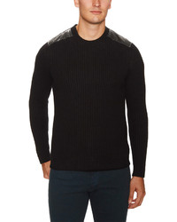 Autumn Cashmere Wool Cashmere Chunky Sweater With Leather Epaulettes