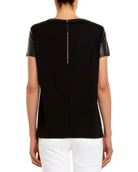 Jones New York Perforated Black Faux Leather Tee Shirt