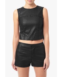 7 For All Mankind Crop Seamed Tank In Black