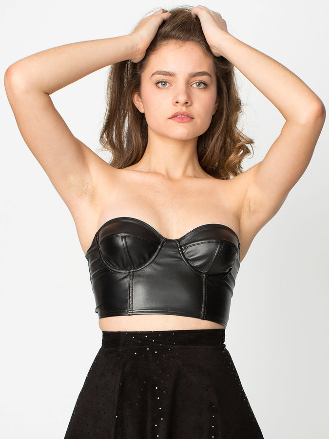 black leather bustier