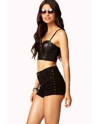 Forever 21 Bejeweled Faux Leather Bustier