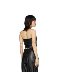 Markoo Black Faux Leather The Double Loop Tank Top