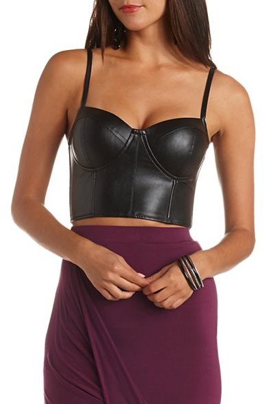 Textured Faux Leather Corset Top