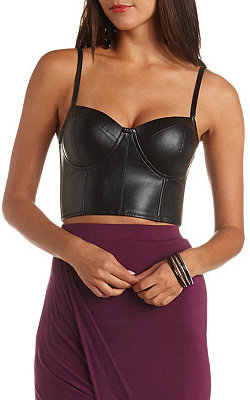 Charlotte Russe Faux Leather Bustier, $25, Charlotte Russe