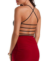 Charlotte Russe Strappy Backless Faux Leather Crop Top