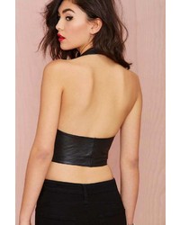 Nasty Gal Factory Right To Party Vintage Leather Crop Top