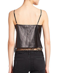 The Kooples Lace Trim Leather Camisole