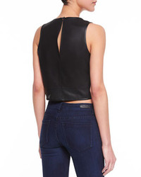 Lamarque Leather Perforated Edge Crop Top