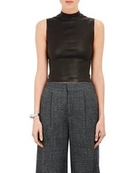 Narciso Rodriguez Lambskin Fitted Crop Top Colorless