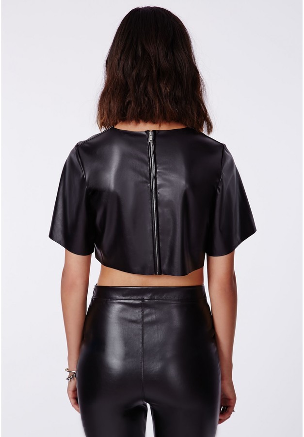 Missguided Faux Leather Crop Top In Black 30 Missguided Lookastic