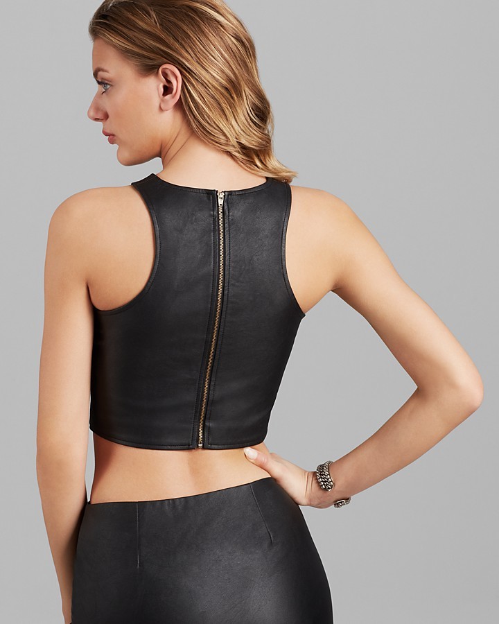 Olivaceous Top Faux Leather Crop 38 Bloomingdales
