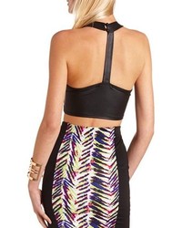 Charlotte Russe T Back Faux Leather Crop Top