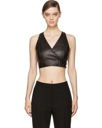Alexander Wang T By Black Leather Wrapped Crop Top