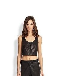Thakoon Addition Cropped Leather Tank Top Black