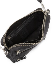 Ash Angel Zip Front Leather Crossbody Bag Black