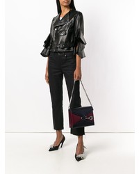 Alexander McQueen Black And Burgundy Leather Satchel Bag