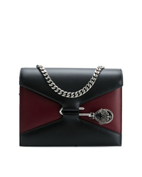 Alexander McQueen Black And Burgundy Leather Satchel Bag