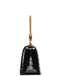 Marge Sherwood Black Croc Mini Pump Handle Bag
