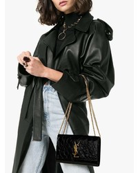 Saint Laurent Black Kate Small Crocodile Embossed Leather Shoulder Bag