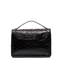 Saint Laurent Black Niki Large Tonal Logo Leather Shoulder Bag
