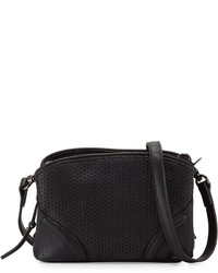 French Connection Brett Perforated Faux Leather Crossbody Bag Black