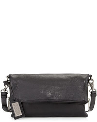 Badgley Mischka Brynn Fold Over Leather Crossbody Bag Black