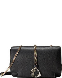 Versace Collection Pebbled Leather Crossbody With Gold Chain Cross Body Handbags