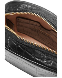 Alexander McQueen Croc Effect Leather Camera Bag Black