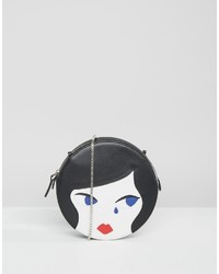 Lulu Guinness Doll Face Round Leather Cross Body Bag