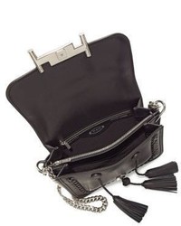 Tod's Double T Mini Tassel Whipstitched Leather Chain Crossbody Bag