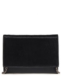 Street Level Genuine Calf Hair Faux Leather Crossbody Bag Black