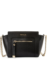 Furla Ginevra Leather Mini Crossbody Bag Black