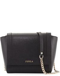 Furla Ginevra Mini Flap Leather Crossbody Bag Onyx