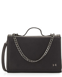 Halston Heritage Leather Shoulder Bag With Chain Detail Black