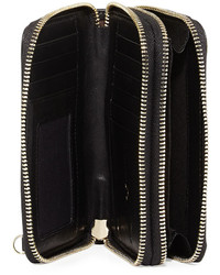 Halston Heritage Mini Double Zip Leather Shoulder Bag Black