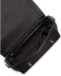 Halston Heritage Small Leather Flap Shoulder Bag Black