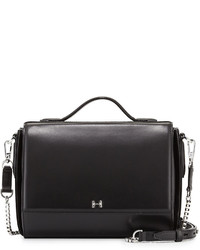 Halston Heritage Small Leather Flap Shoulder Bag Black