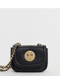 Hill & Friends Hill And Friends Tweency Bag In Black Croc Leather With Gold Chain Handle