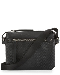 Neiman Marcus Honeycomb Faux Leather Crossbody Bag Black