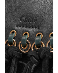 Chloé Hudson Small Tasseled Leather Shoulder Bag Black