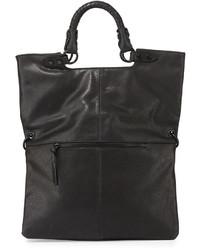 Elliott Lucca Iara Leather Fold Over Crossbody Tote Bag Black