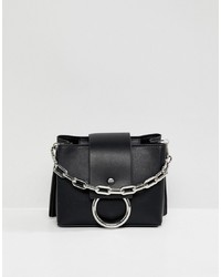 Aldo Ibilasien Black Structured Cross Body Bag With Metal Ring Detail