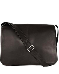 Latico Heritage Black Leather Laptop Messenger Bag