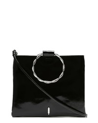 Thacker Le Pouch Twisted Ring Handle Patent Leather Crossbody Bag