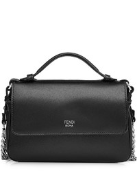 Fendi Leather Double Flap Baguette Shoulder Bag