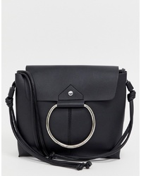 Melie Bianco Leather Fold Over Shoulder Bag With Hardware Detail