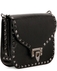 Valentino Leather Rockstud Crossbody Bag Black