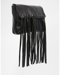 Asos Leather Tassel Flap Cross Body Bag